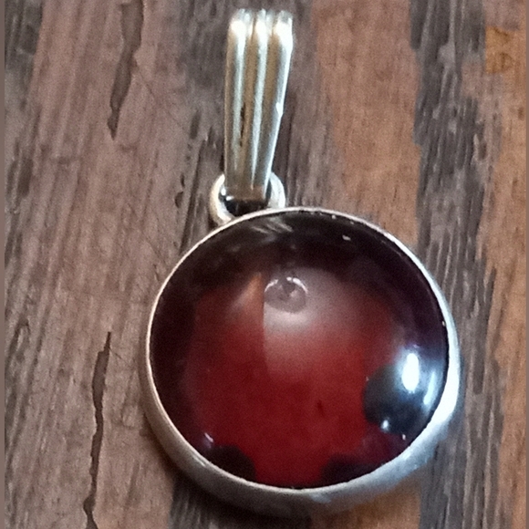 Sterling Silver Baltic Amber Cabochon Pendant - Picture 10 of 15